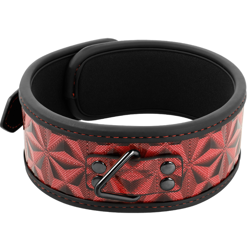 BEGME - RÖD EDITION PREMIUM VEGANSK LÄDERHALSBAND MED NEOPRENFODER