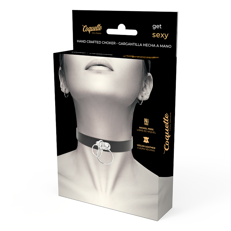 Coquette Chic Desire dubbelring vegan läder choker