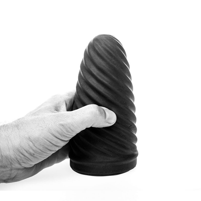 ALL BLACK Masturbator Loop Model 1 med räfflad yta