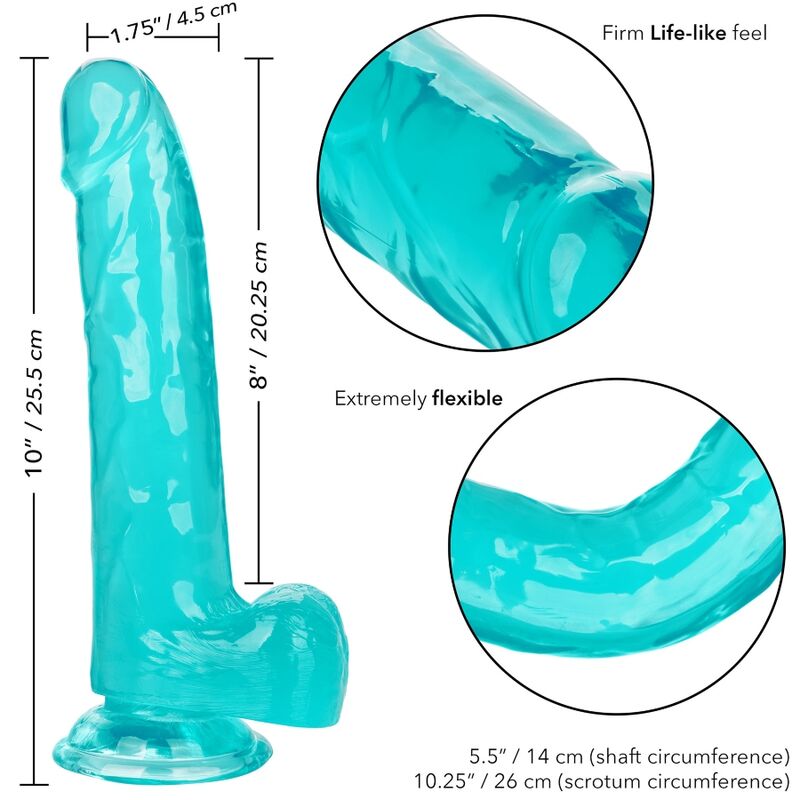 CALEXOTICS Size Queen Dildo i blå färg, 20,3 cm