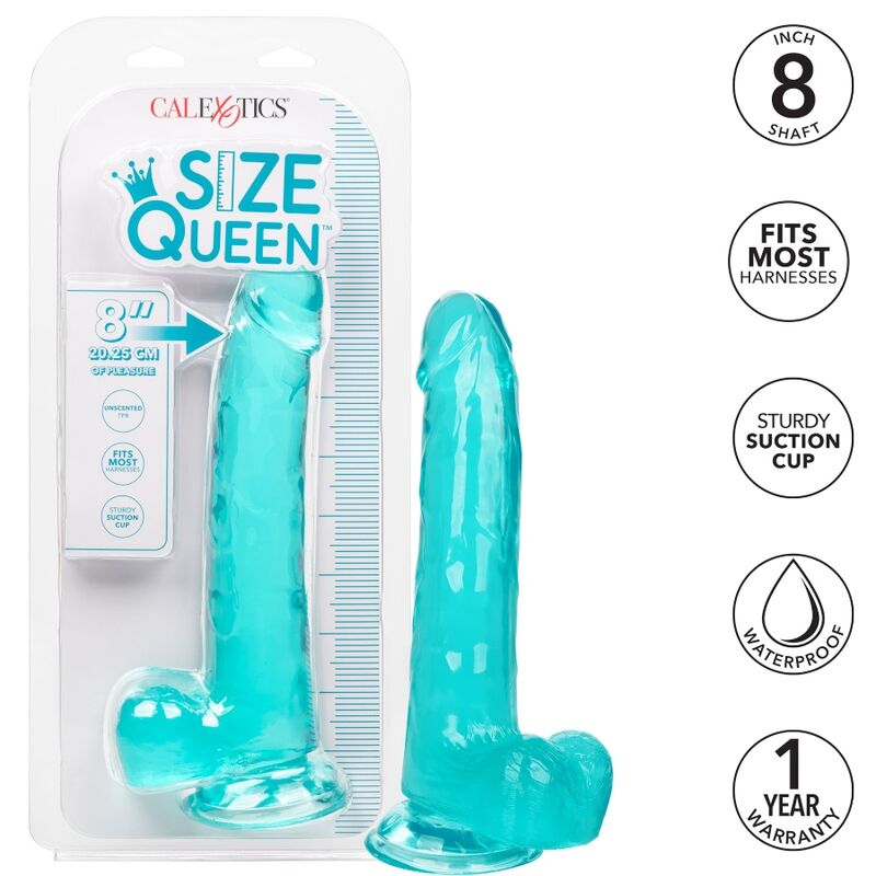 CALEXOTICS Size Queen Dildo i blå färg, 20,3 cm