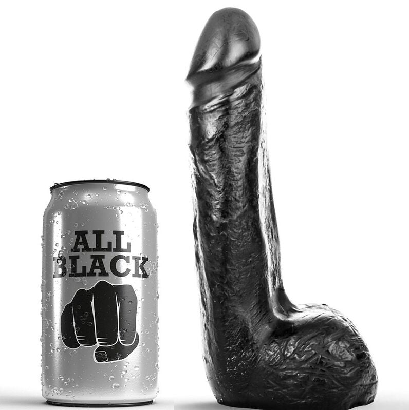 ALL BLACK mjuk svart realistisk dildo 20 cm