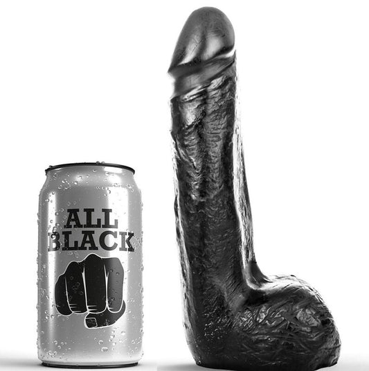 ALL BLACK mjuk svart realistisk dildo 20 cm