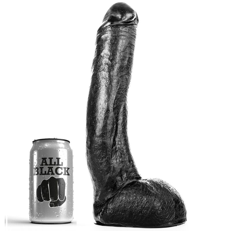All Black dildo 29 cm med realistisk form
