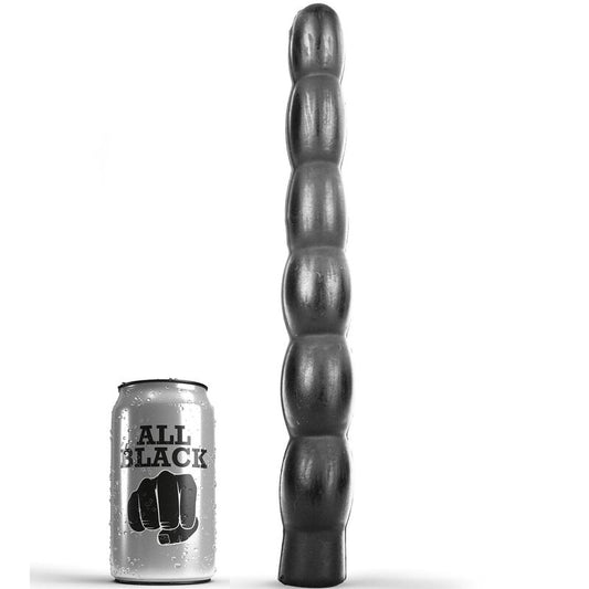 ALL BLACK anal dildo 32 cm, mjuk och ribbad