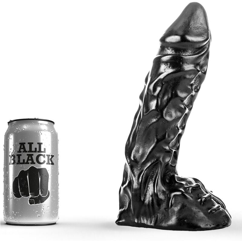 ALL BLACK DILDO 23 CM med detaljerad design