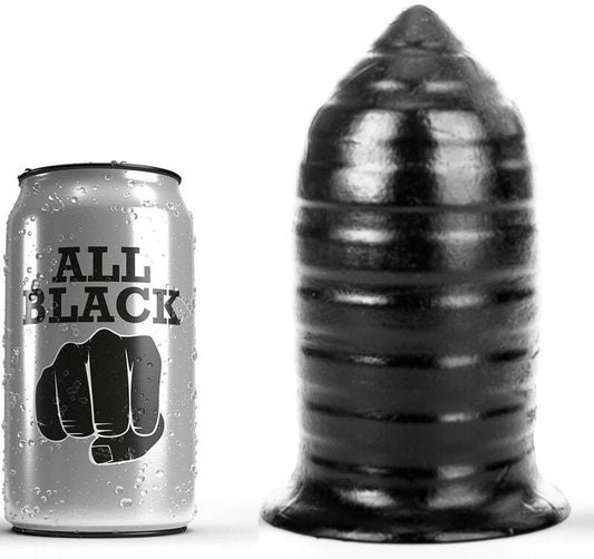 ALL BLACK analplugg 16 cm med ribbad struktur