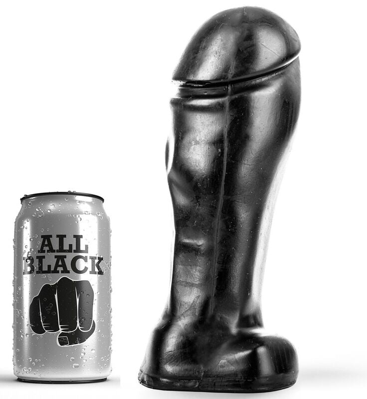 All Black Dildo 22 cm med bred tå