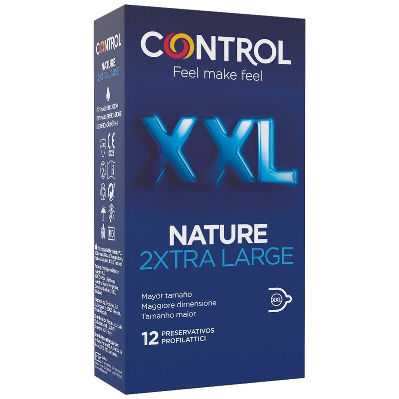 CONTROL - NATURE 2XTRA LARGE XXL KONDOMER - 12 ENHETER