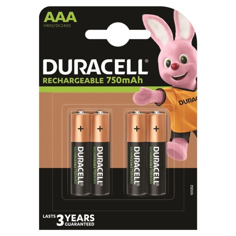 DURACELL laddningsbara batterier HR03 AAA 750mAh 4-pack