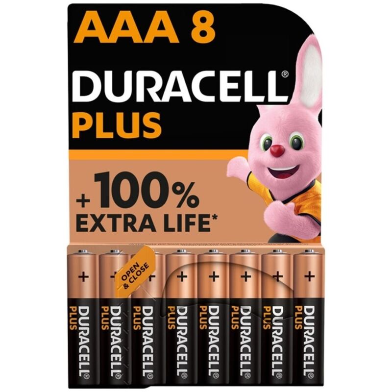 DURACELL PLUS POWER 100 AAA LR03 alkaliskt batteri 8-pack