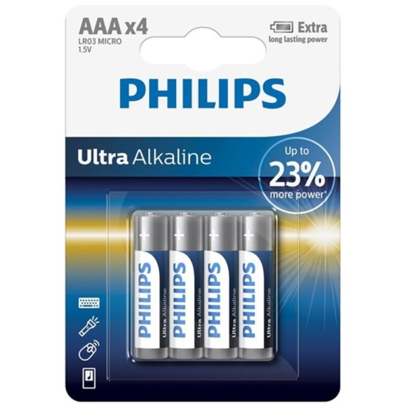 PHILIPS AAA LR03 alkaliska batterier 4-pack
