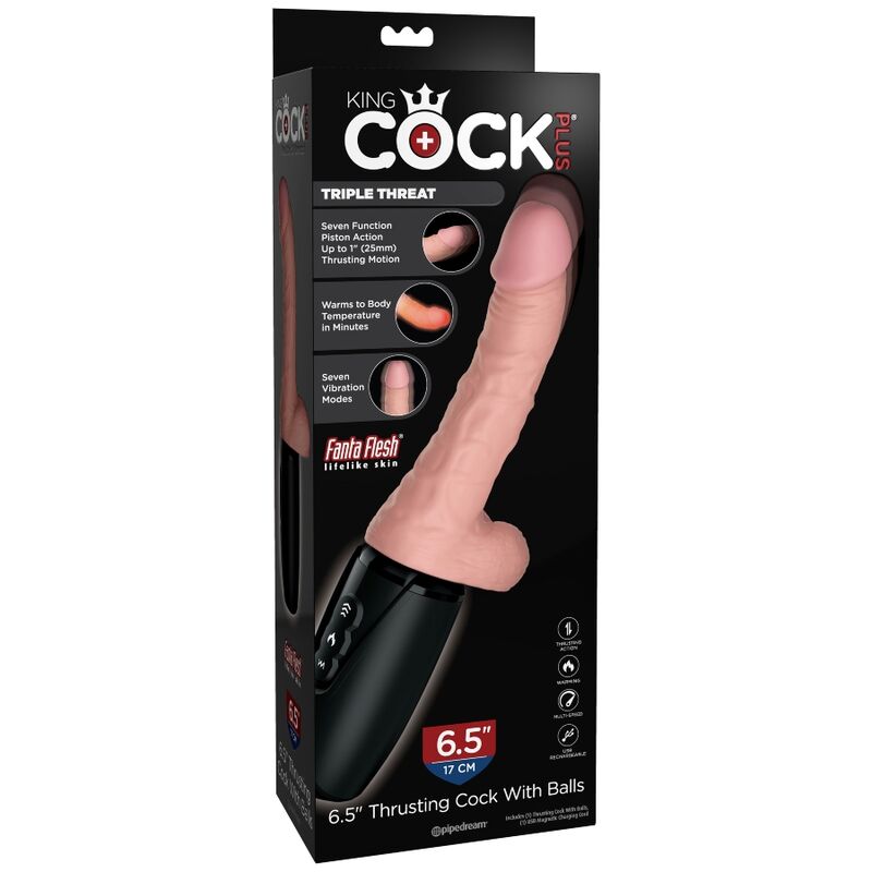 KING COCK Plus Triple Threat dildo med ljus hudton