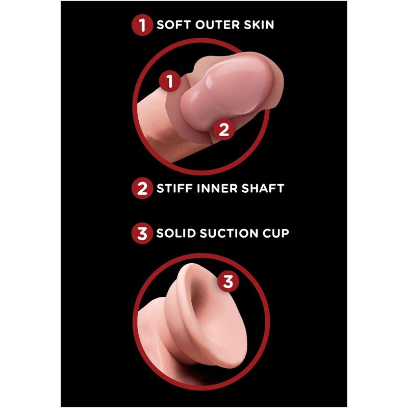 KING COCK Plus 3D Dildo med svängande bollar 15,2 cm