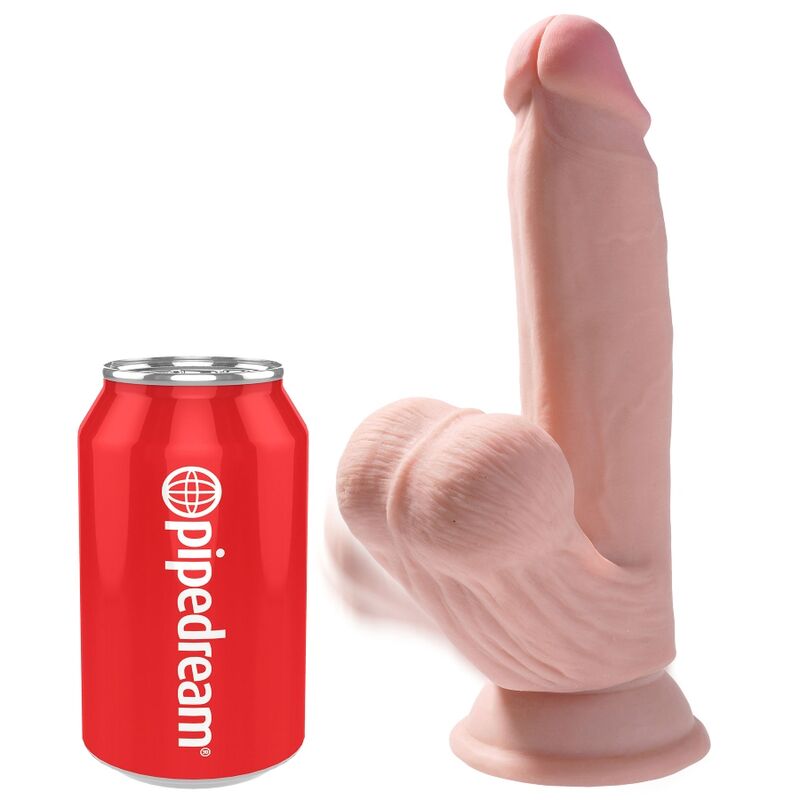 KING COCK Plus 3D Dildo med svängande bollar 15,2 cm