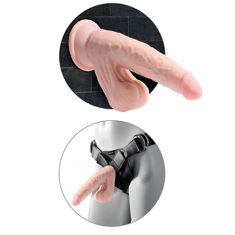 KING COCK Plus 3D Dildo med svängande bollar 20.3 cm
