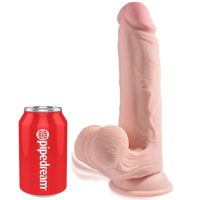 KING COCK Plus 3D Dildo med svängande bollar 20.3 cm