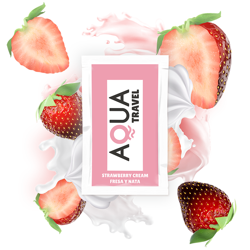 Aqua Travel vattenbaserat glidmedel med smak av jordgubbsgrädde 6 ml