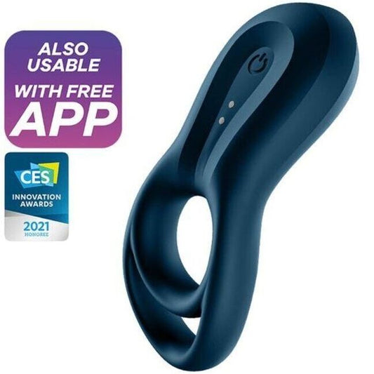 SATISFYER - EPIC DUO RING VIBRATOR APP BLÅ