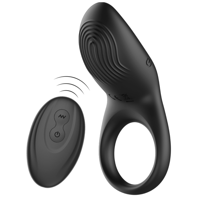 IBIZA fjärrkontroll vibrerande ring i svart silikon