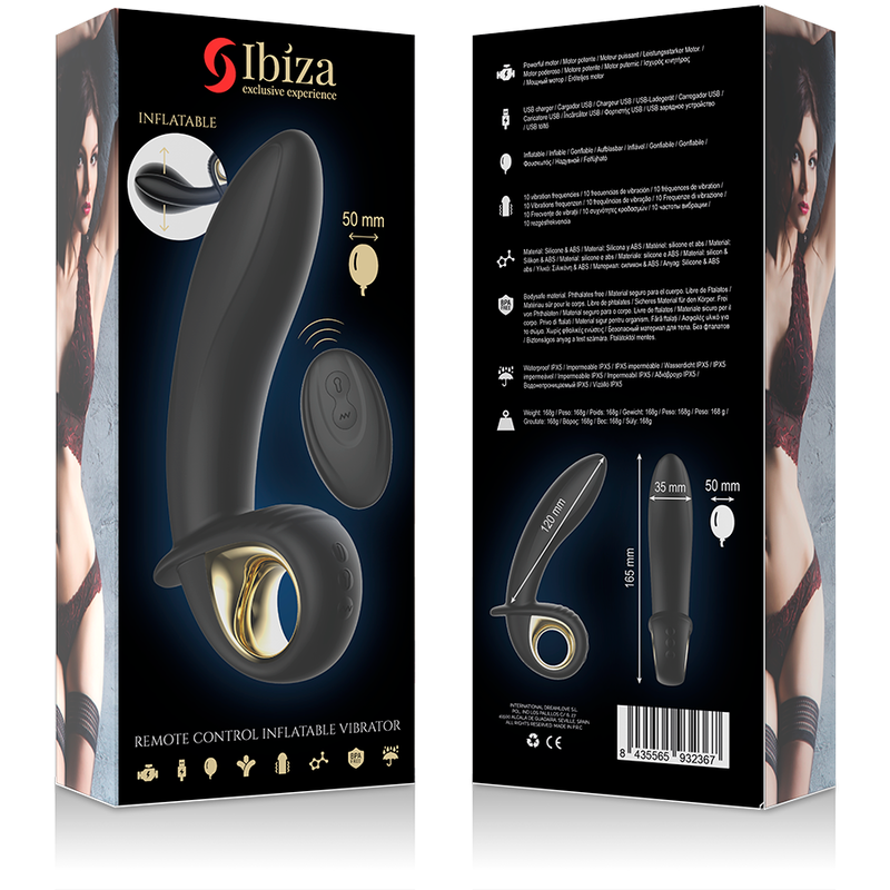 IBIZA uppblåsbar anal/vaginal vibrator med fjärrkontroll