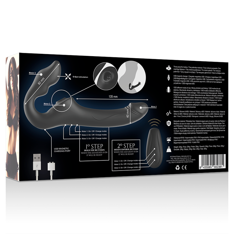 IBIZA - Fjärrstyrd strapless vibrator 3 motorer 1000 kombinationer