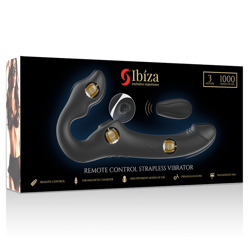 IBIZA - Fjärrstyrd strapless vibrator 3 motorer 1000 kombinationer
