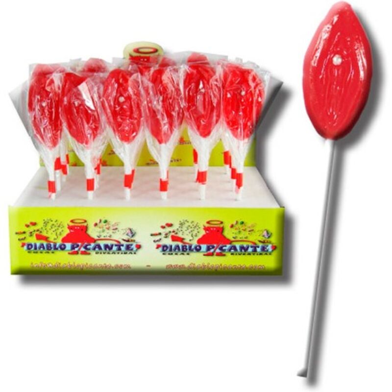 Diablo Goloso Gummy Lip Lollipop med jordgubbs smak