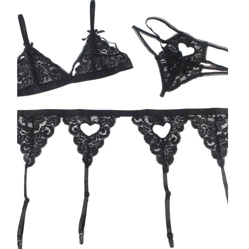 SUBBLIME - SET TRE DELAR BH + STRUMPBAND + TANGA L/XL