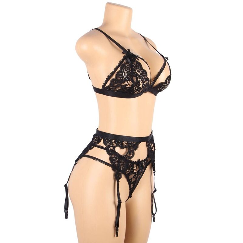 SUBBLIME - SET TRE DELAR BH + STRUMPBAND + TANGA L/XL