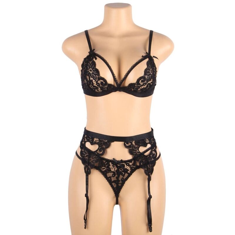 SUBBLIME - SET TRE DELAR BH + STRUMPBAND + TANGA L/XL