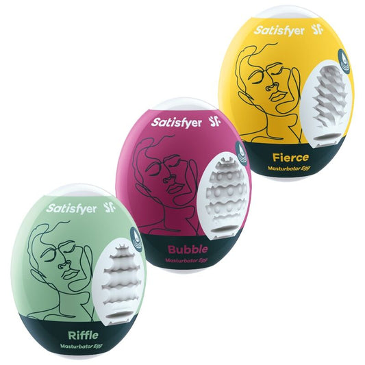 Satisfyer 3 masturbatorägg Riffle, Bubble och Fierce