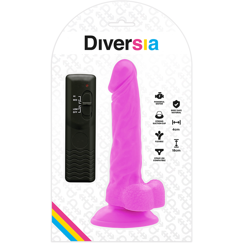 DIVERSIA flexibel vibrerande dildo lila 18 cm