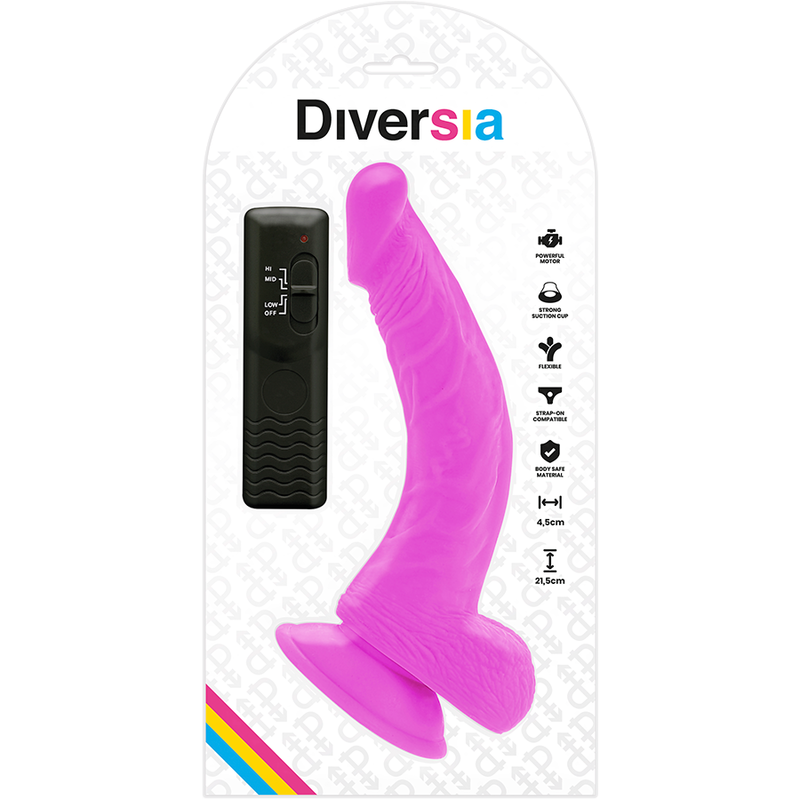DIVERSIA flexibel vibrerande dildo lila 21.5 cm