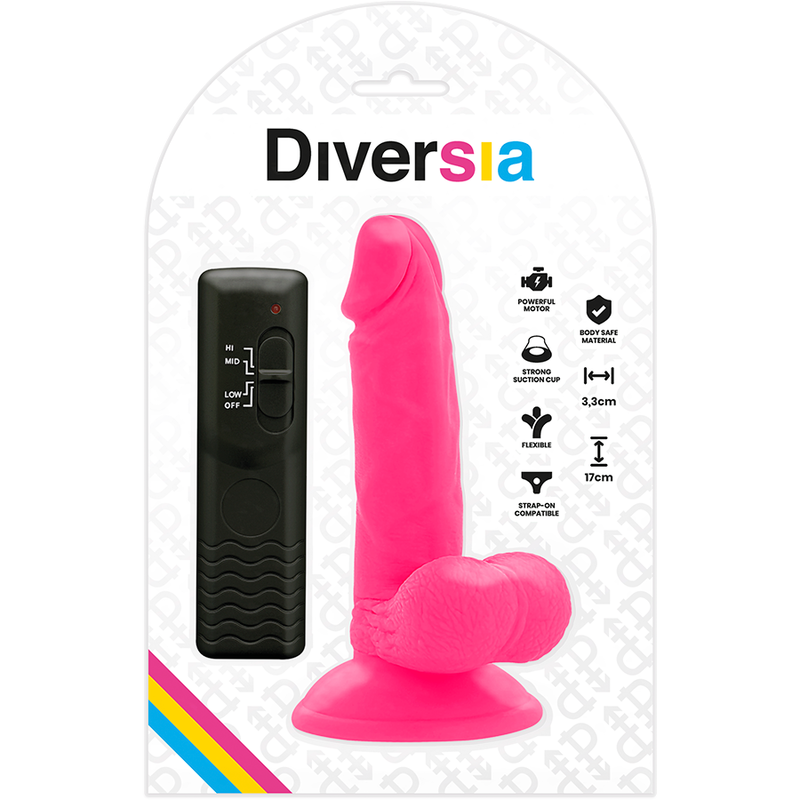 DIVERSIA flexibel vibrerande dildo rosa 17 cm
