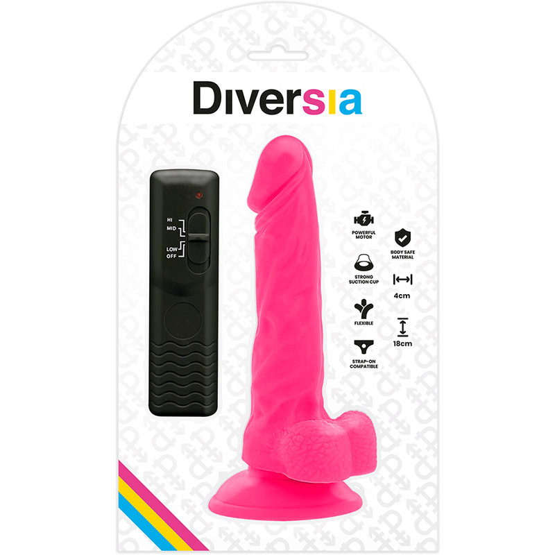 DIVERSIA flexibel vibrerande dildo rosa 18 cm