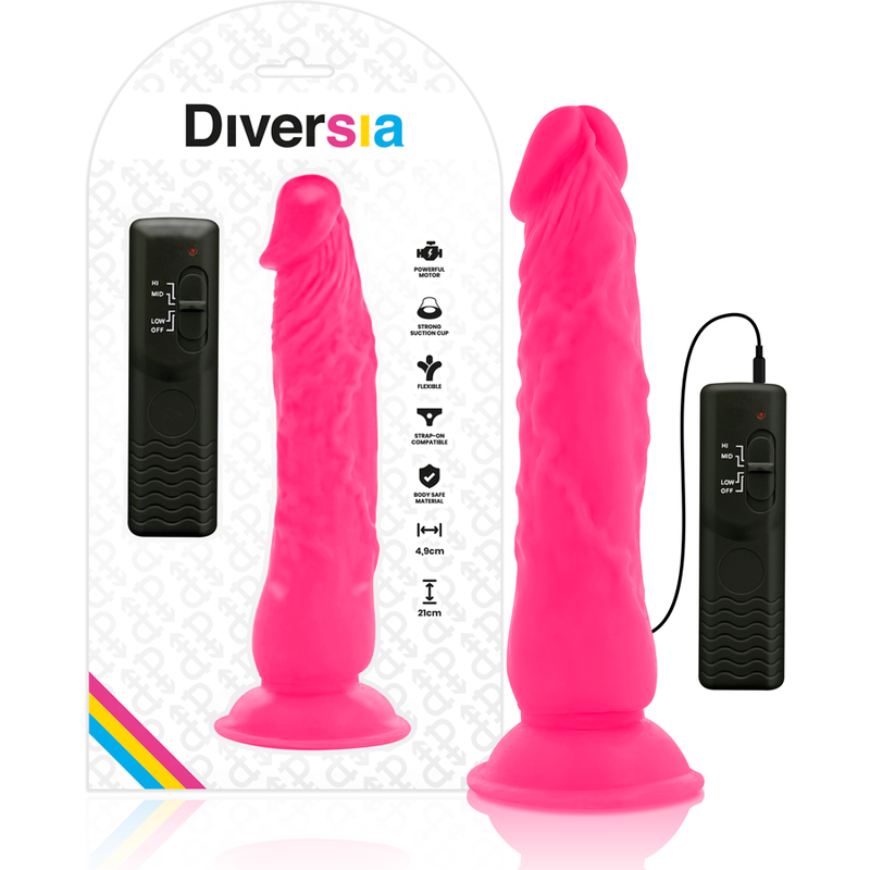 DIVERSIA flexibel vibrerande dildo rosa 21 cm