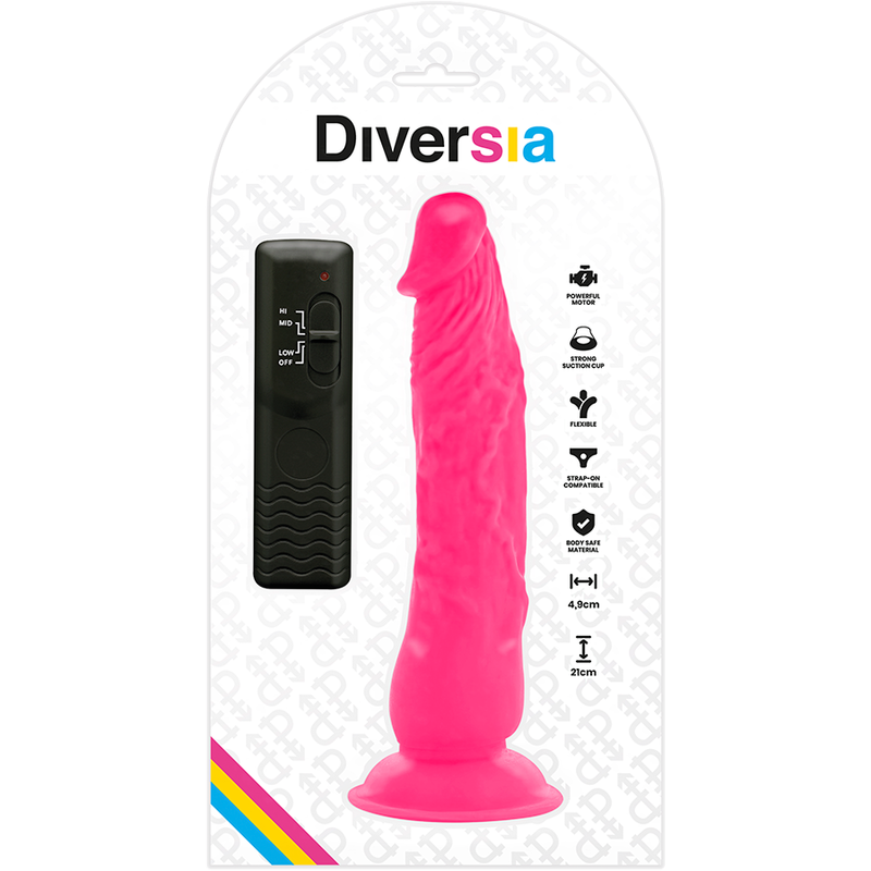 DIVERSIA flexibel vibrerande dildo rosa 21 cm