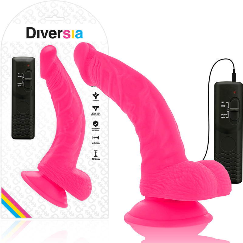 DIVERSIA - FLEXIBLE VIBRERANDE DILDO PINK 21,5 CM -O- 4,5 CM