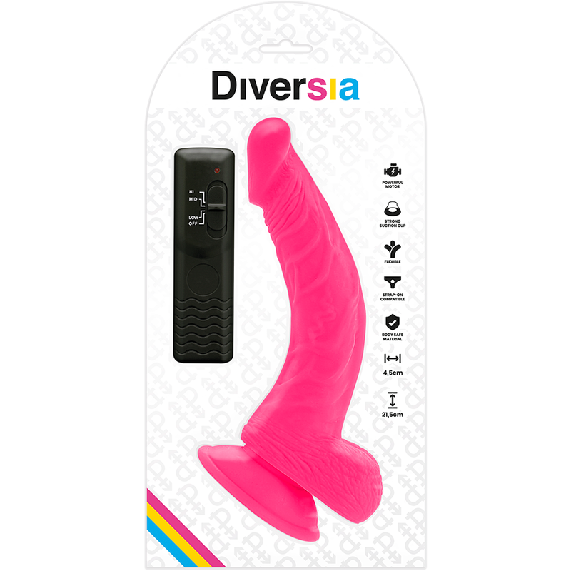 DIVERSIA - FLEXIBLE VIBRERANDE DILDO PINK 21,5 CM -O- 4,5 CM