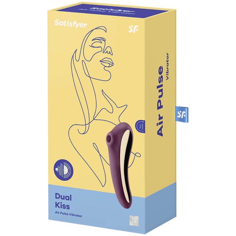 Satisfyer Dual Kiss Air Pulse Vibrator i vinröd färg