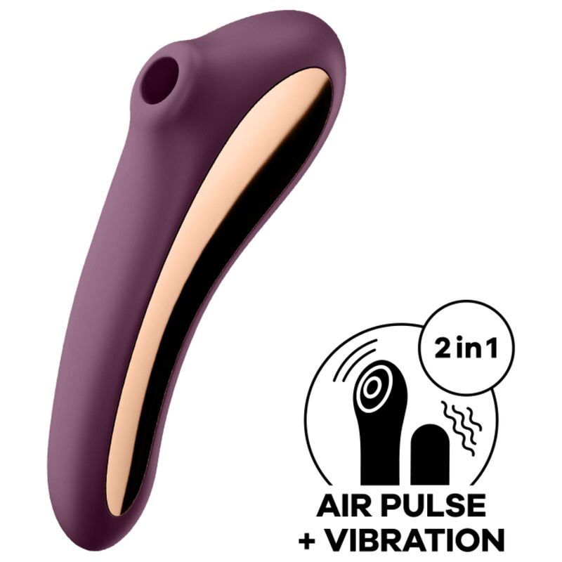 Satisfyer Dual Kiss Air Pulse Vibrator i vinröd färg