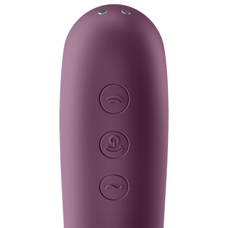 Satisfyer Dual Kiss Air Pulse Vibrator i vinröd färg