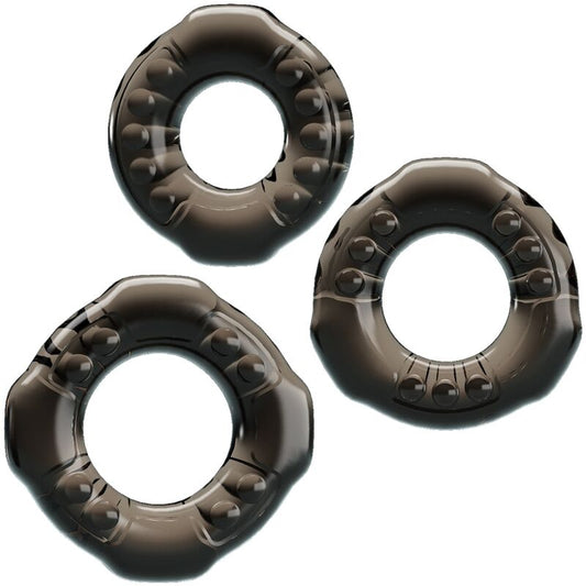 BAILE Cock Rings Yvonne Set med tre penisringar i svart