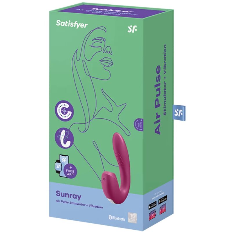 SATISFYER - SUNRAY STIMULATOR OCH VIBRATOR APP RÖD