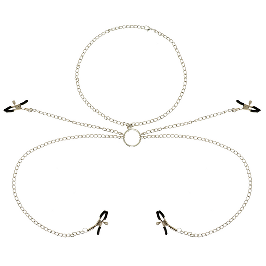 OHMAMA FETISH 4 NIPPLE CLAMPS MED KEDJEHALSBAND