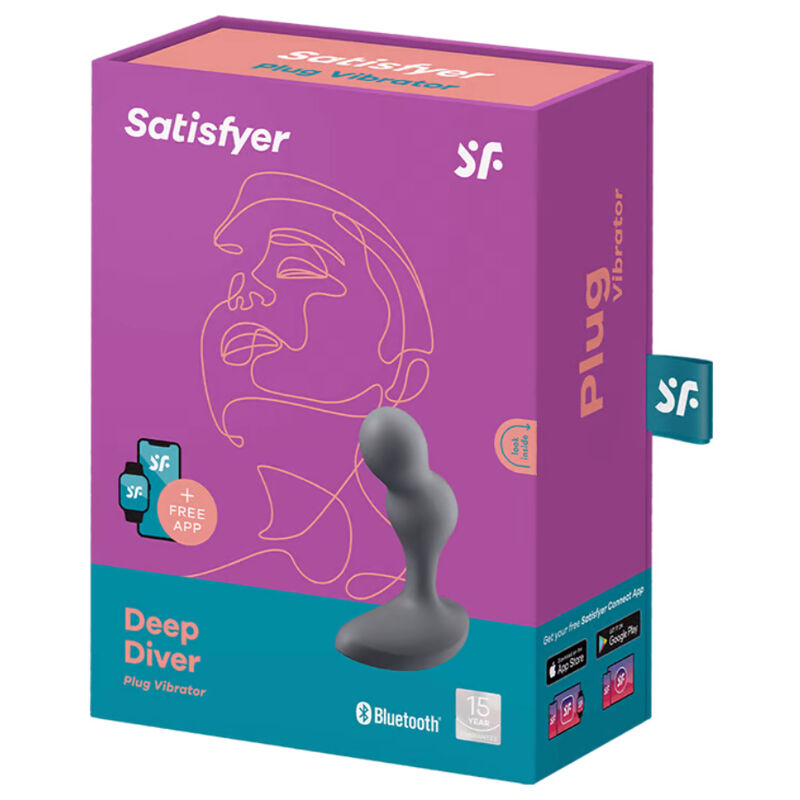 Satisfyer Deep Diver vibrerande plugg app i grå färg