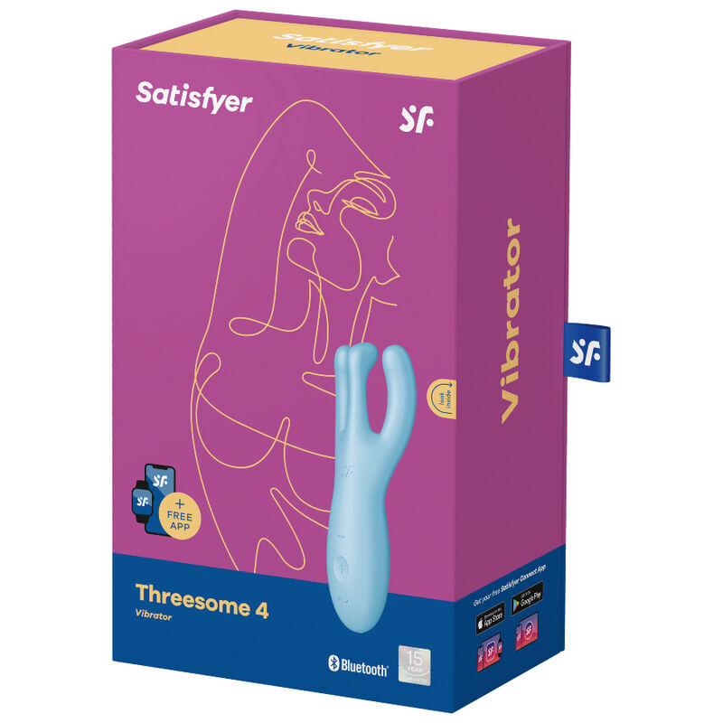 Satisfyer Threesome 4 vibrator med appkontroll i blå färg