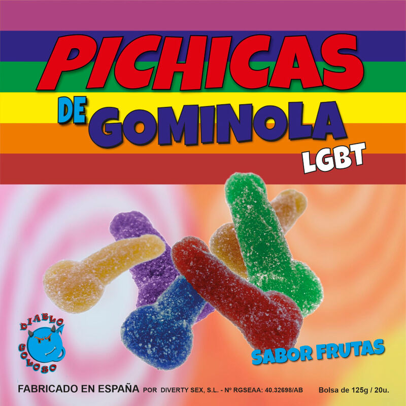 Gummy penisfrukter med socker för LGBT-pride
