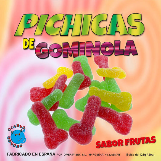 Fruktgummis i penisform med socker